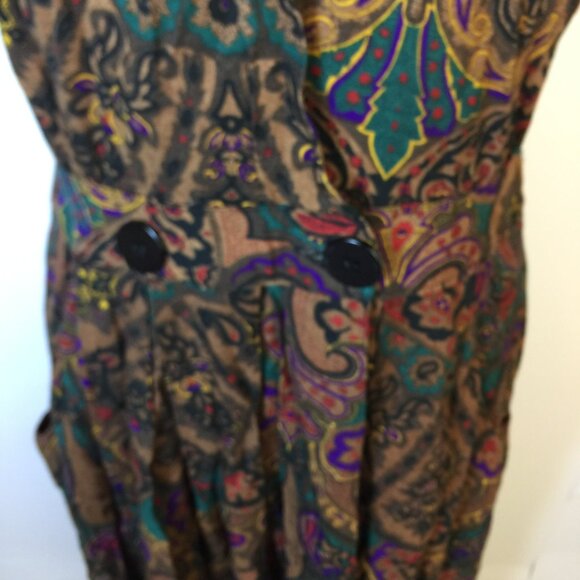 Vintage R.J. Stevens Jumper Dress Size 10P Womens Petite Brow Paisley Sleeveless - Picture 11 of 15